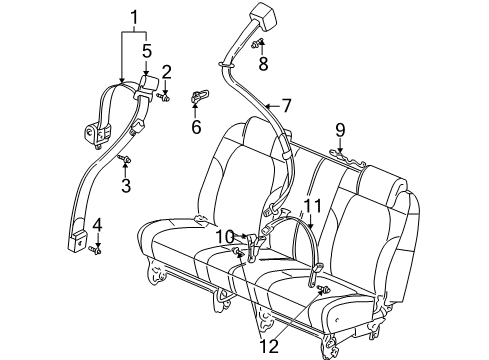 2004 Pontiac Aztek Rear Seat Belts Diagram