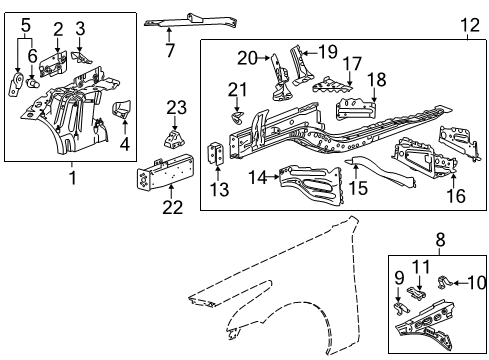 2018 Cadillac CTS Rear Extension, Driver Side Diagram for 23176440