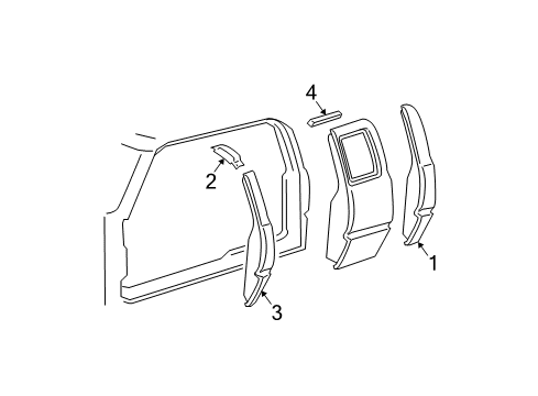 2000 Chevy S10 Molding, Passenger Side Diagram for 15044540
