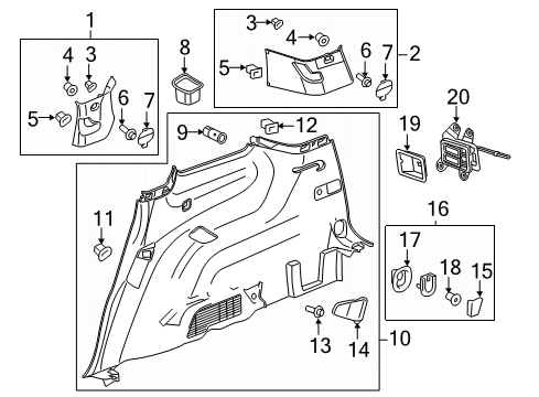 2018 GMC Acadia Front Trim, Black, Rear Upper Driver Side Diagram for 84293725