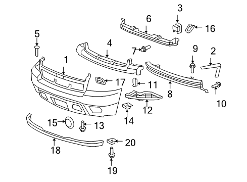 2012 Chevy Tahoe Bumper & Components - Front Diagram 3 - Thumbnail