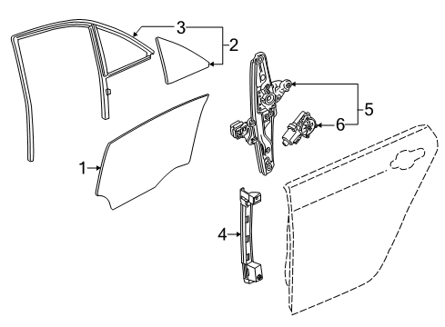 2015 Cadillac CTS Glass - Door Diagram 3 - Thumbnail