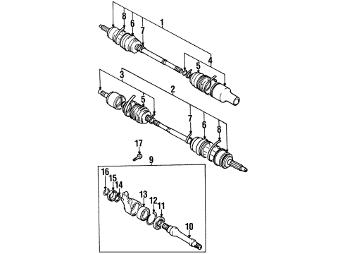 1998 Chevy Metro Drive Axles - Front Diagram 3 - Thumbnail