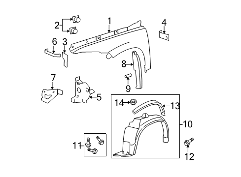 2008 Chevy HHR Mount Panel, Passenger Side Diagram for 22714185