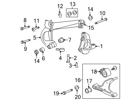 2010 Buick LaCrosse Lower Control Arm Front Bushing Diagram for 13318894
