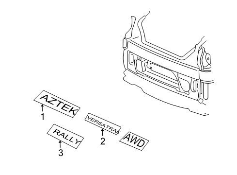 2004 Pontiac Aztek Exterior Trim - Lift Gate Diagram
