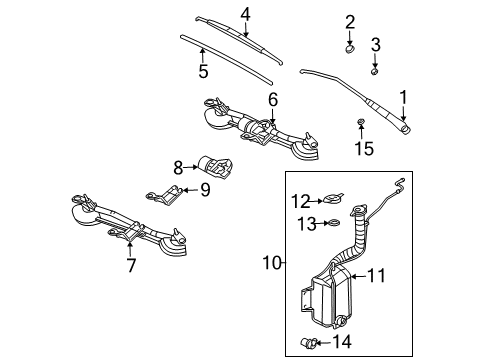 2005 Saturn Ion Wiper Arm Cap Diagram for 15292780