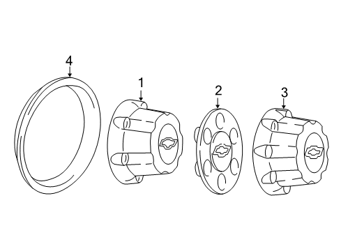 2005 Chevy Silverado 1500 Hub Cap Diagram for 15116616