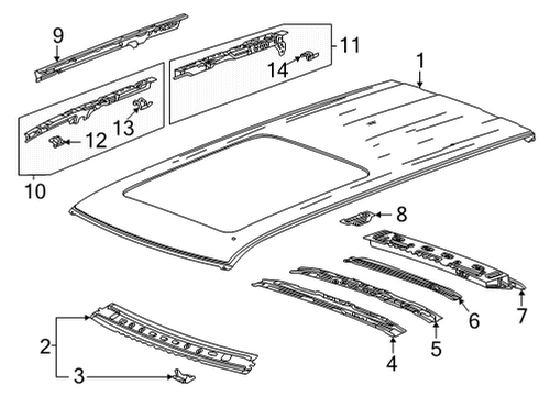2025 Cadillac Escalade ESV Roof Panel Diagram for 84800595