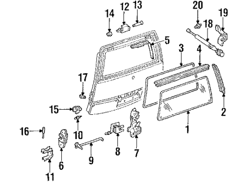 1990 Chevy Lumina APV Glass - Lift Gate Diagram