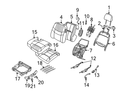 2003 Chevy Monte Carlo Seat Cover Diagram for 88991437