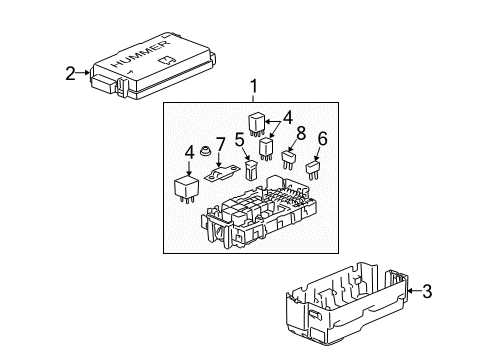 2008 Hummer H3 Fuse & Relay Box Diagram for 25908816