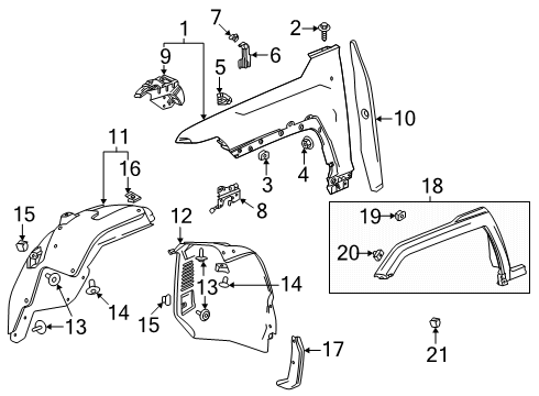 2025 GMC Hummer EV Pickup Rear Fender Liner, Front Inner Driver Side Diagram for 84939302