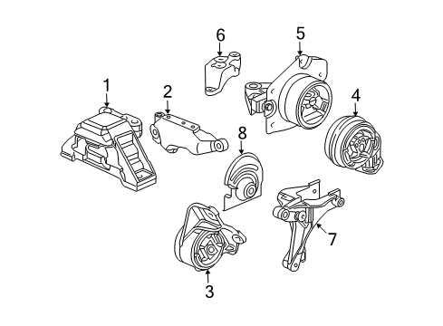 2005 Chevy Cobalt Front Trans Mount, White, Rear Diagram for 20814995
