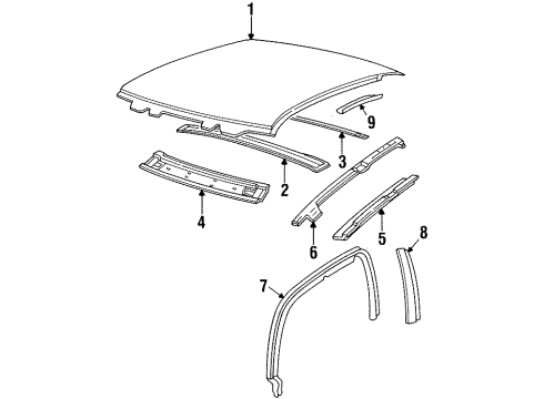 1992 Oldsmobile Achieva Roof & Components Diagram