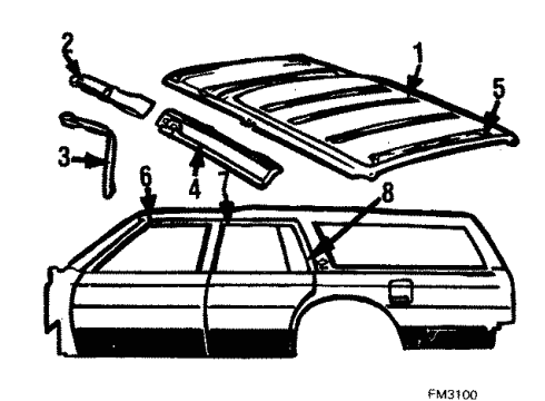 1985 Pontiac Parisienne Roof & Back Glass Diagram