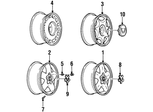 1997 Cadillac Catera Center Cap Diagram for 90538077