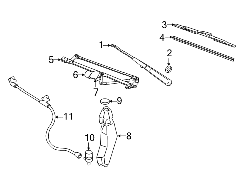2011 Chevy Express 2500 Wiper & Washer Components Diagram