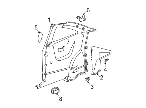 1999 Chevy Cavalier Interior Trim - Quarter Panels Diagram 2 - Thumbnail