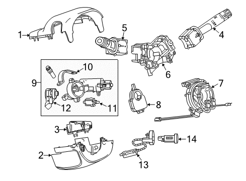 2014 Chevy Malibu Wiper Switch, Black Diagram for 84489119