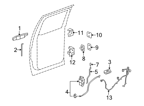 2010 Chevy Silverado 1500 Rear Door - Lock & Hardware Diagram