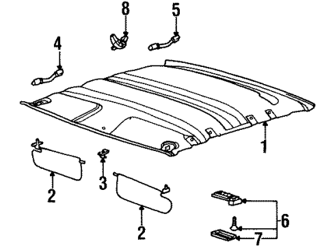 1998 Saturn SW2 Interior Trim - Roof Diagram