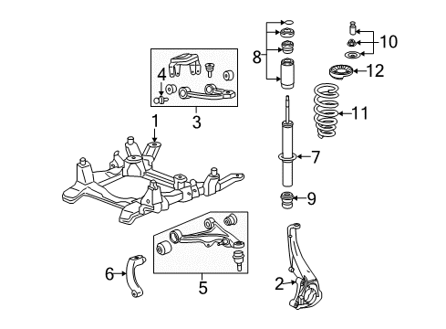 2011 Cadillac STS Front Suspension Components Diagram