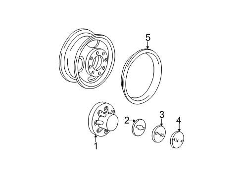 1999 Chevy K2500 Wheel Covers & Trim Diagram 3 - Thumbnail