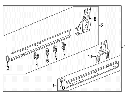 2022 GMC Sierra 2500 HD Inner Rocker, Driver Side Diagram for 84714277