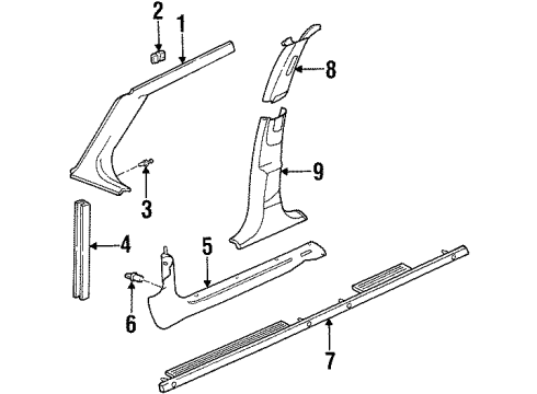 1998 Oldsmobile Cutlass Interior Trim - Pillars Diagram