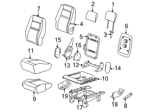 2005 Pontiac Montana Cushion Frame Diagram for 88896629