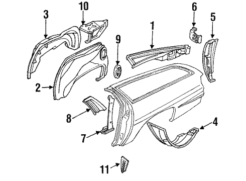 1991 Chevy Caprice Inner Structure - Quarter Panel Diagram
