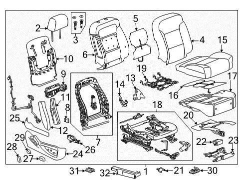 2016 Cadillac Escalade Seat Cushion Heater, Front Diagram for 23168136