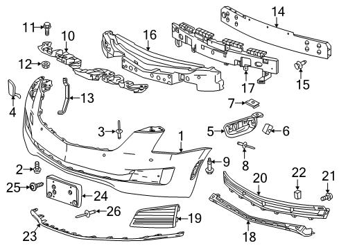 2019 Cadillac ATS Bumper & Components - Front Diagram 2 - Thumbnail