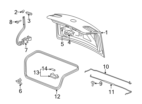2007 Buick Lucerne Trunk Lid & Components Diagram
