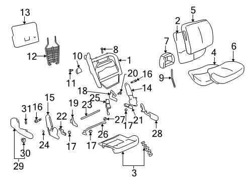 2004 Pontiac Bonneville Recline Cover, Gray, Passenger Side Diagram for 12493634