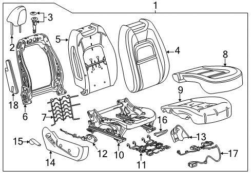 2015 GMC Canyon Cushion Cover, Gray, Front Diagram for 23468344
