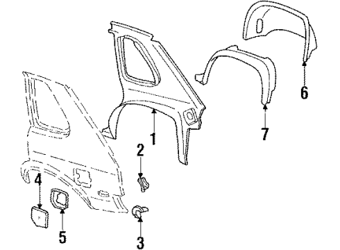 1986 Pontiac T1000 Moveable Glass Hinge, Passenger Side Diagram for 20196114