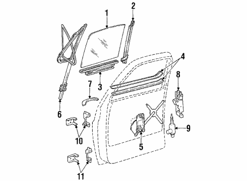 1986 Chevy K5 Blazer Sash Channel, Driver Side Diagram for 15590401