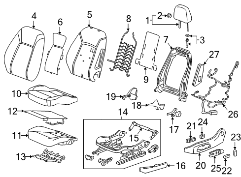 2019 Buick Regal Sportback Seat Back Pad, Front Diagram for 39094133
