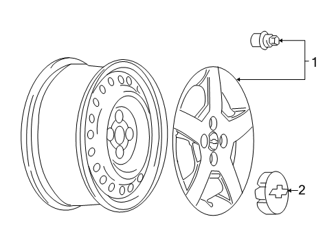 2005 Chevy Cobalt Wheel Cover Diagram for 9595091
