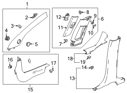 2017 Buick Encore Windshield Pillar Trim Retainer Diagram for 11603356