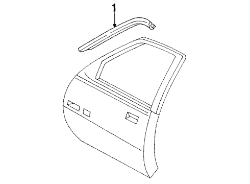 1989 Pontiac Sunbird Drip Molding, Black, Driver Side Diagram for 22586599