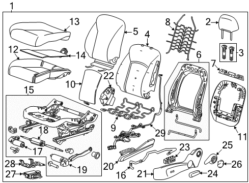 2017 Buick Verano Headrest, Black, Front Diagram for 23384963
