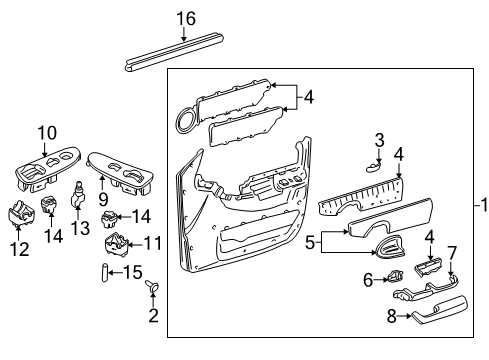 2002 Chevy Venture Interior Trim - Front Door Diagram