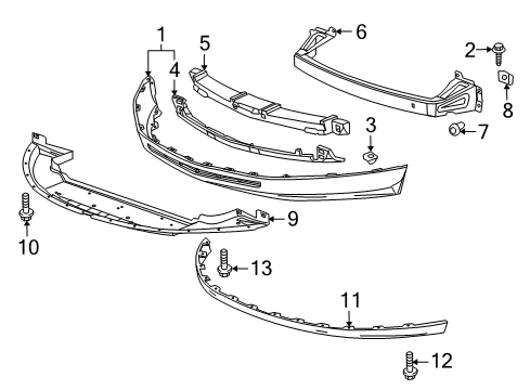2011 Cadillac SRX Bumper & Components - Front Diagram 2 - Thumbnail