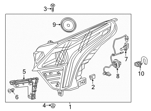 2018 Cadillac XT5 Headlamp Components Diagram