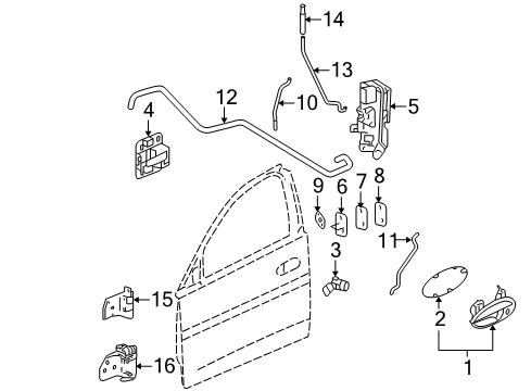 2004 Pontiac Grand Prix Handle, Outside Gasket, Driver Side Diagram for 12531227
