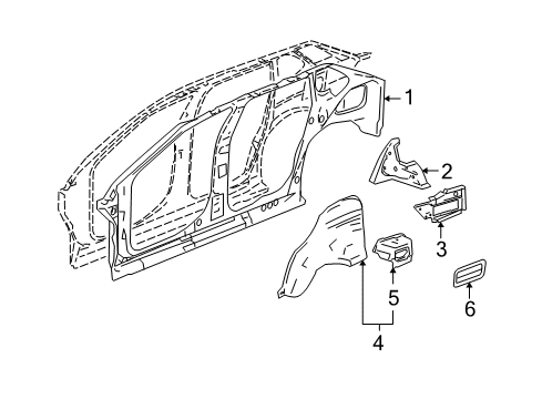 2004 Chevy Malibu Inner Structure - Quarter Panel Diagram 2 - Thumbnail