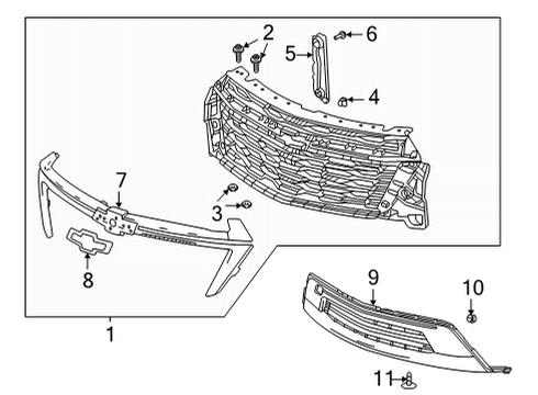 2024 Chevy Traverse Limited Grille & Components Diagram